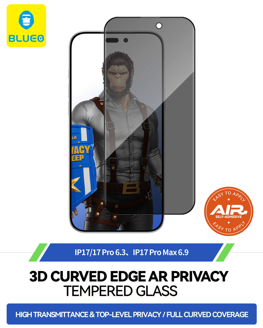 iPhone 15 PRO Vetro Temperato Privacy 3D con Bordo Curvo e Antiriflessi