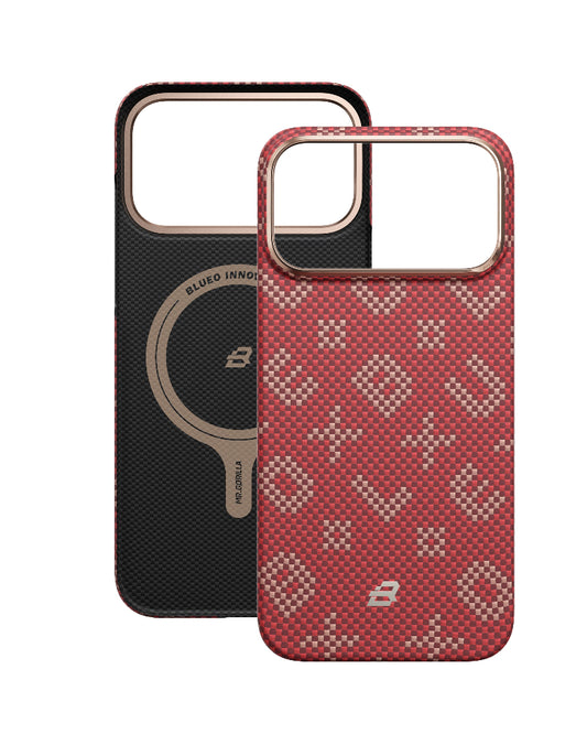 Custodia Magnetica in Fibra Aramidica Intrecciata con Finitura Dorata