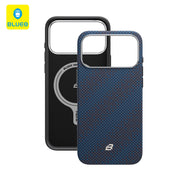 Iphone 17 PRO MAX Custodia Magnetica in Fibra Aramidica Intrecciata Galaxy con Finitura Dorata e Tattile