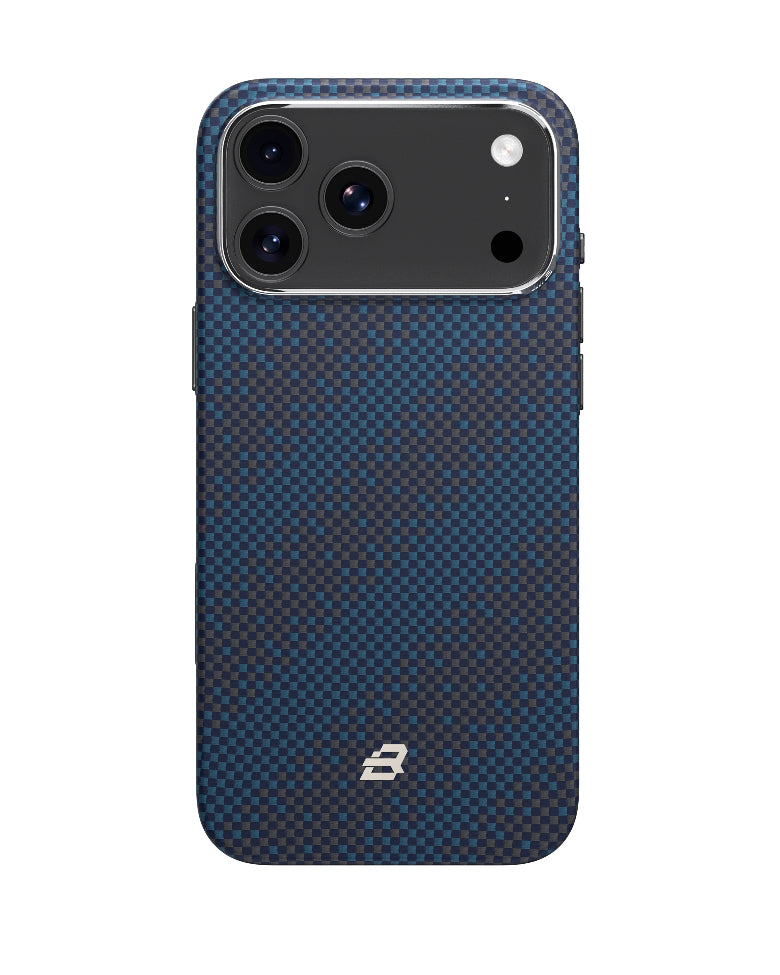 Custodia Premium in Fibra di Aramidica 100% Kevlar Intrecciata Galaxy con Finitura Dorata e Tattile